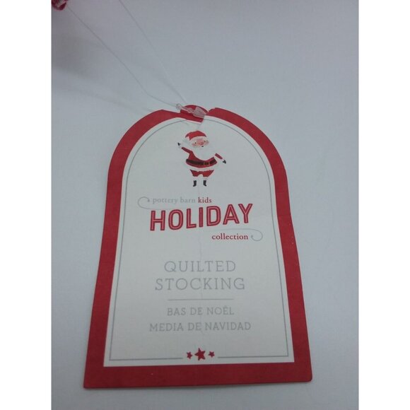 Pottery Barn Kids Ari Christmas Stocking Gingham Holiday Quilted Red Xmas - Picture 5 of 10